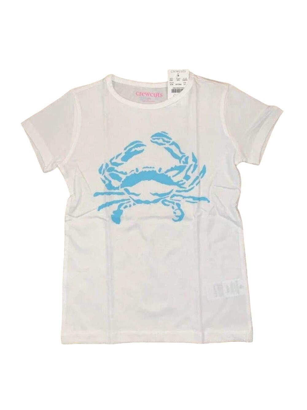 NWT J. Crew Girls' White w/Teal Glitter Crab Graphic Tee